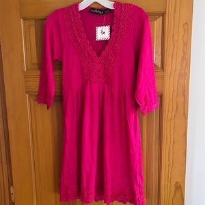 Liza Byrd Dark Pink 100% Cotton Dress. NWT
